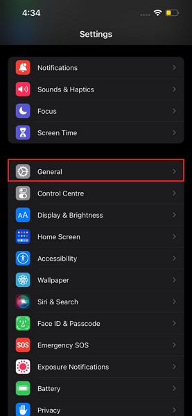 open general settings