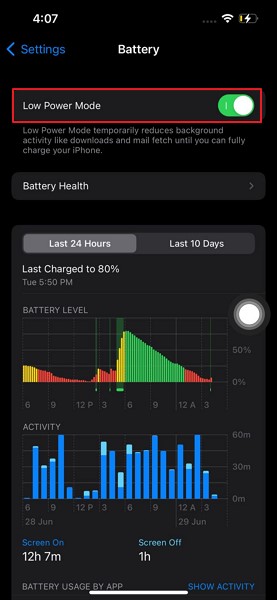 nonaktifkan opsi low power mode