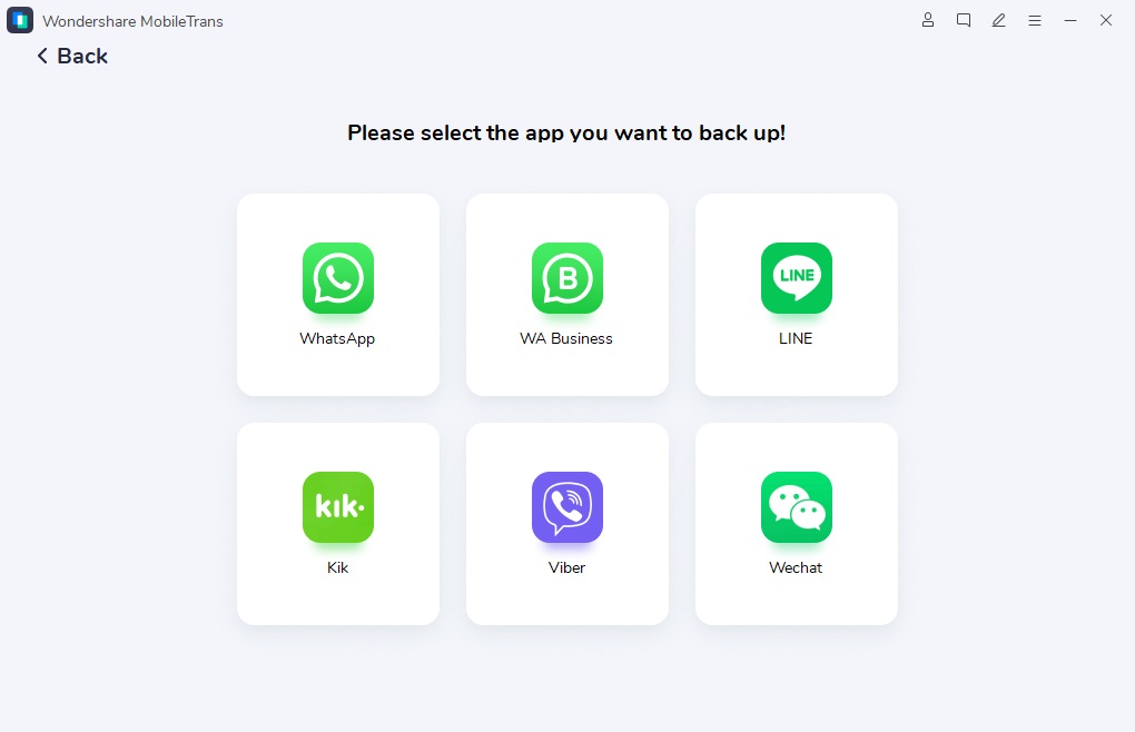 Wondershare MobileTrans - restauração do iOS Kik chats no computador 