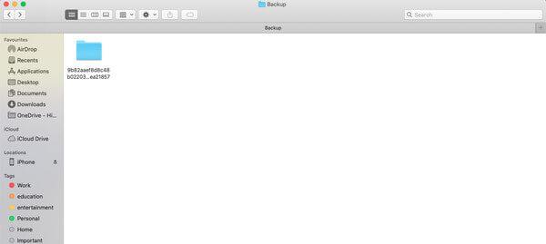 Carpeta de copia de seguridad de iPhone en Mac
