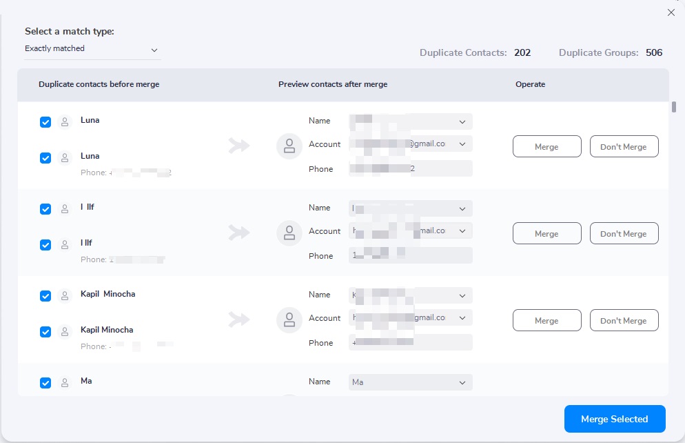 merge contacts