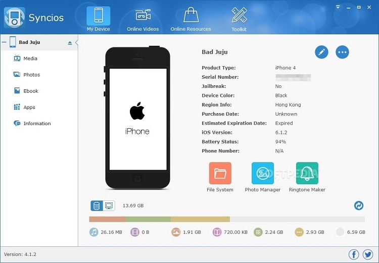 syncios interface