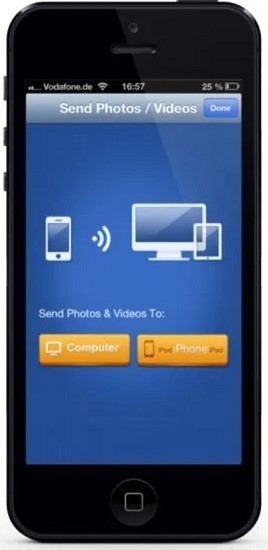 interface de l'application wireless transfer app