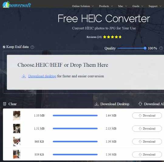 interfaccia di apowersoft heic converter