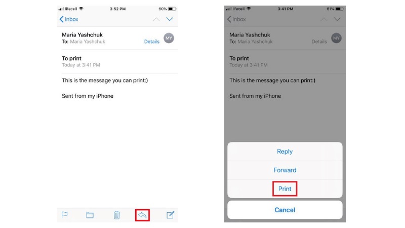 imprimir mensajes de texto desde el iPhone