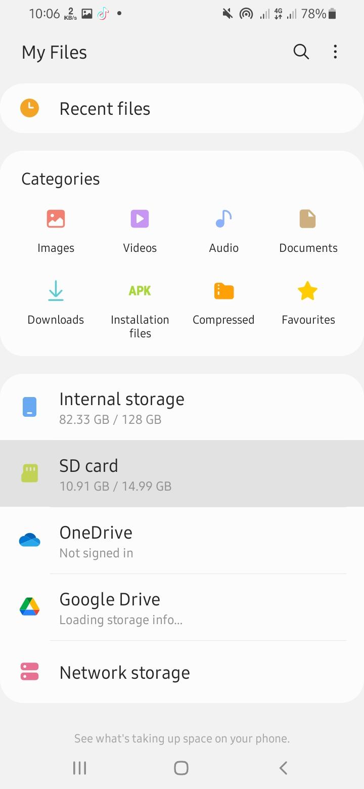 Interface do app My Files