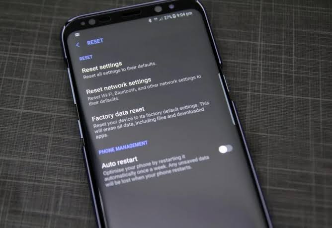 сброс настроек Samsung s8/s8+