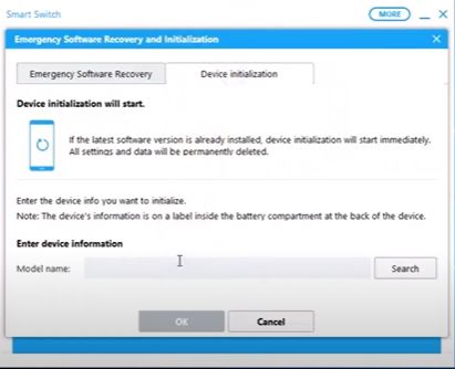 Ir a la recuperación de software de emergencia e inicio