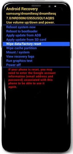 wipe data or reset factory