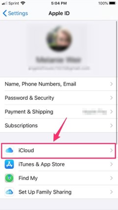 sélectionnez icloud