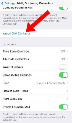 tap import sim contacts