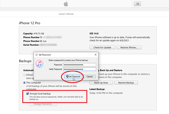 restore from backups from itunes