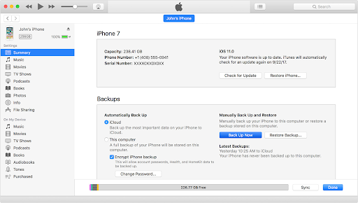 backup using itunes