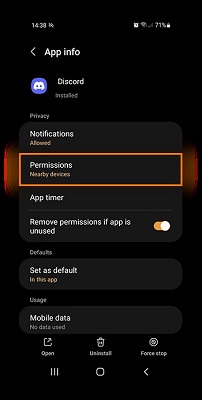 check app permissions