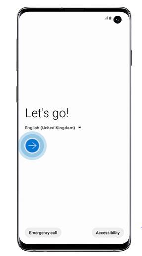 select language to set up Samsung device