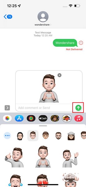 отправить стикер Memoji