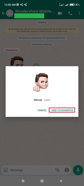 ajouter memoji sticker aux favoris