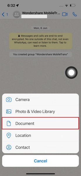 choose document option