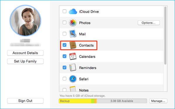 نقل جهات اتصال mac إلى icloud