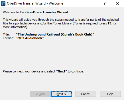 transferir audiobooks com o overdrive