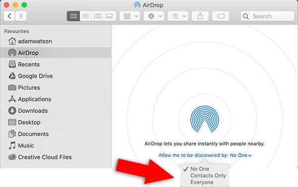 Esporta i contatti da iPhone a Mac con airdrop