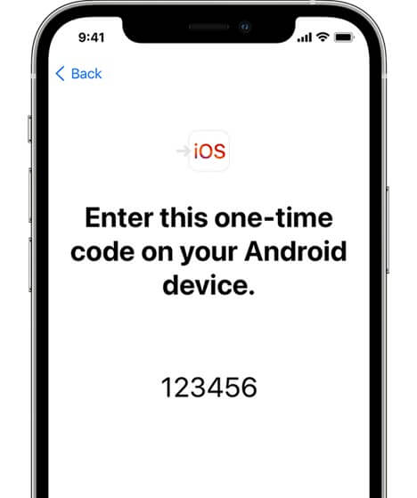 enter code on move to ios