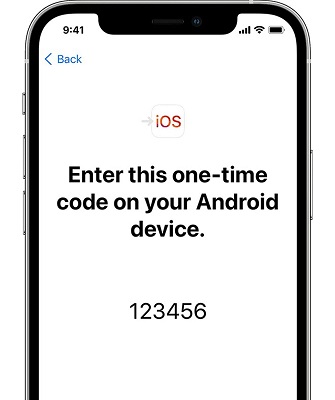 enter code on move to ios app