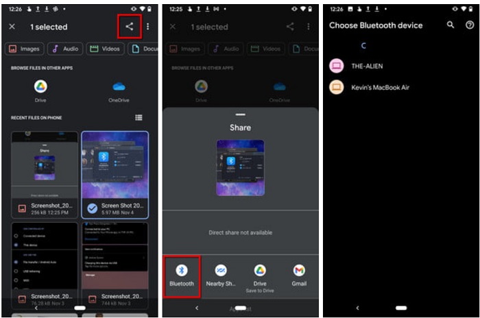 Dateien über Bluetooth auf dem Android freigeben