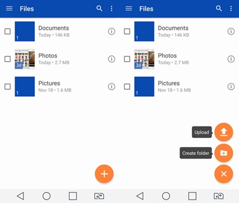 android onedrive upload arquivos