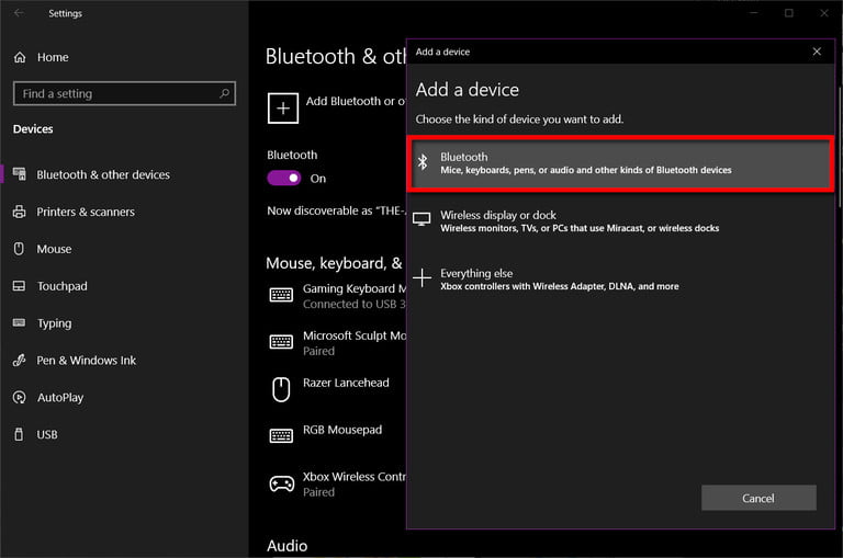 windows add bluetooth device