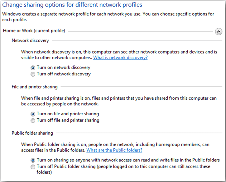 file and printer sharing