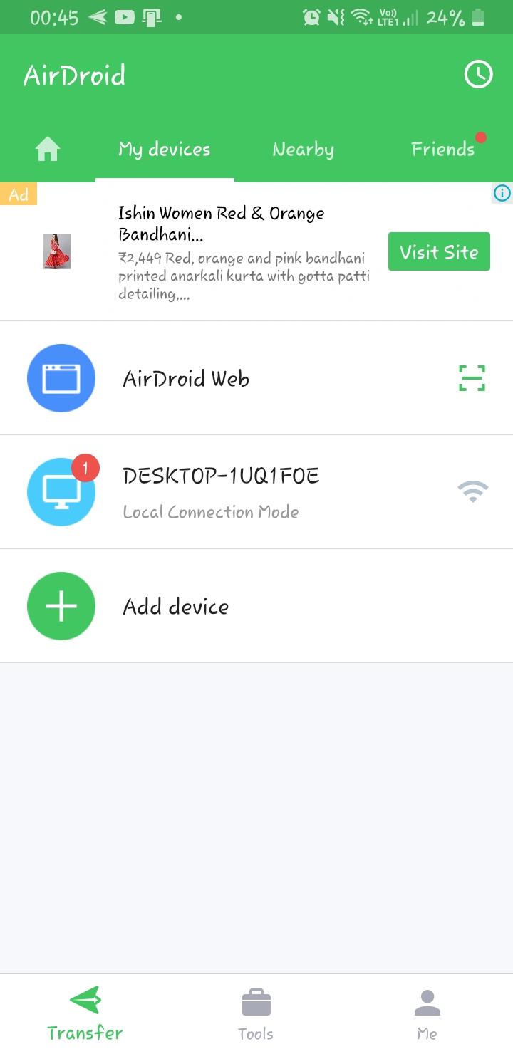 transferir arquivos com airdroid 5