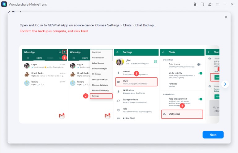 confirm to transfer gbwhatsapp messages to whatsapp with mobiletrans