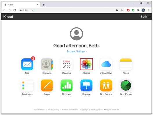 посетить icloud и галерею