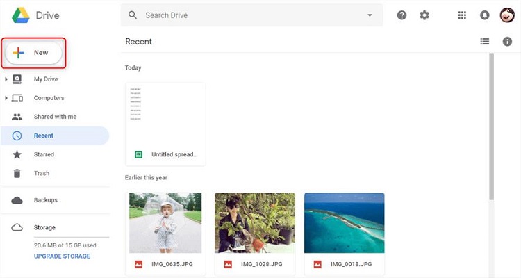 télécharger sur google photos