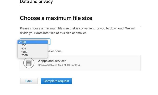 Scegli la dimensione massima del file da scaricare