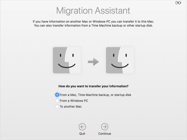 itunes en mac con el asistente de migración