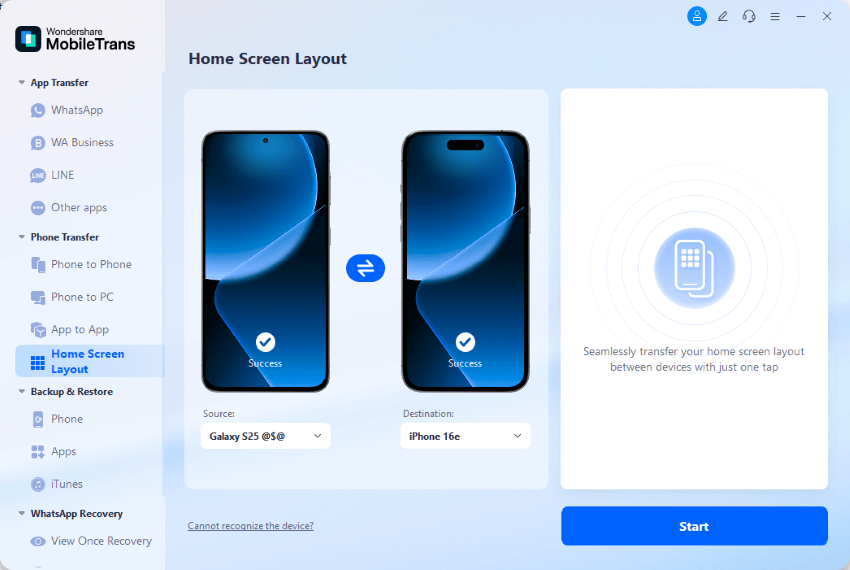 mobiletrans home screen layout transfer