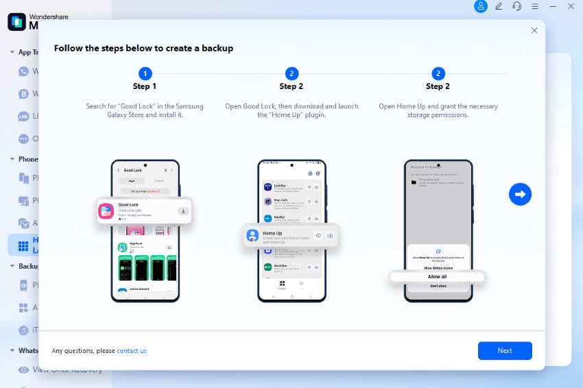 steps guide for transfer