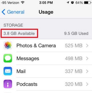 iphone storage