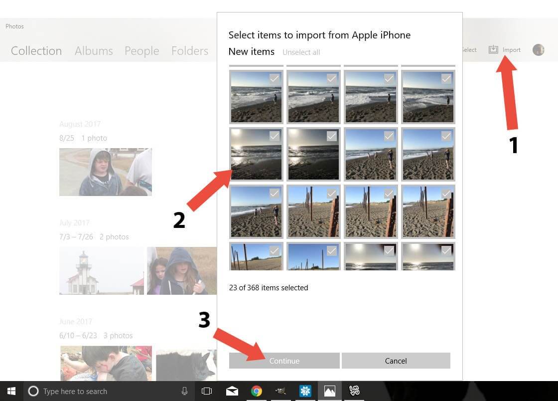 importar fotos con la aplicación de fotos de Windows