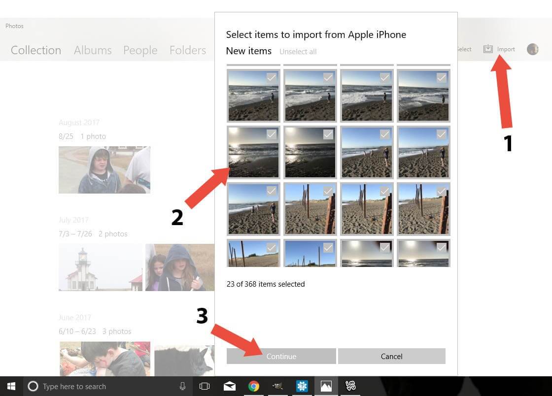 import photos with windows photos app