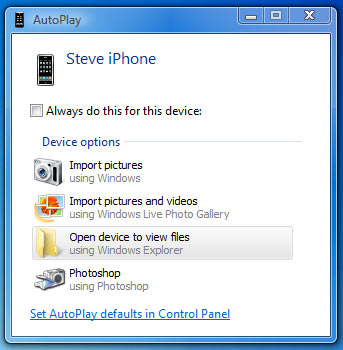 Fotos über Windows Autoplay auf den PC übertragen
