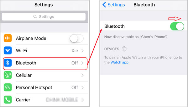 enable bluetooth on iphone