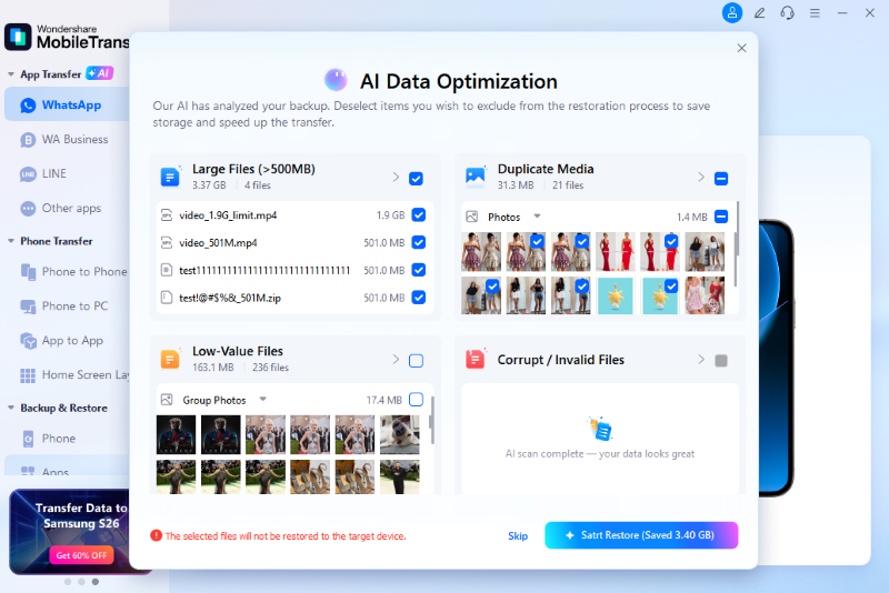 ai data optimization for whatsapp transfer