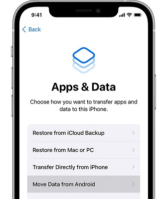 data in move to ios