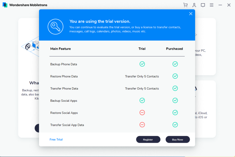 wondershare mobiletrans registration