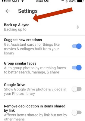 sync with google photos