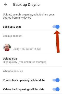 sync with google photos