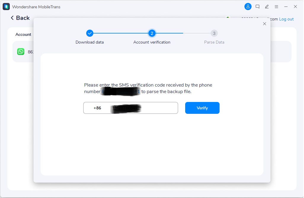 verify your account before downloading the whatsapp business backup from google drive